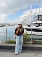 Brown embroidered character crewneck sweater - Image 4