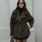 Women's Olive Green Wool Blend Coat