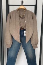 Light brown soft wool top and cardigan
