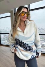 Abstract pattern fleece sweater - Image 2