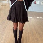 Brown Pleated Mini Skirt