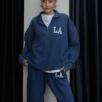 Women's Blue LA Quarter Zip Sweatpants Set