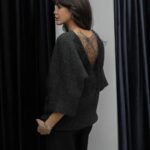 Dark grey top with an elegant lace open back detail