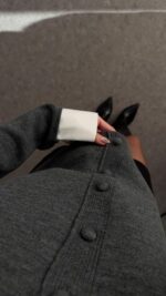 Women's Grey Button-Up Knit Cardigan - Image 4