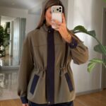 Olive and Navy Drawstring Sweater Jacket