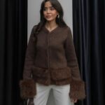 Brown Faux Fur Trim Jacket