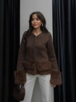 Brown Faux Fur Trim Jacket