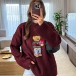 Burgundy teddy wool sweater