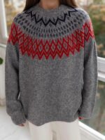 Gray Fair Isle Knit Sweater - Image 2