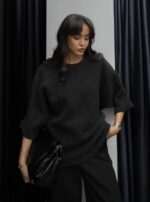 Dark grey top with an elegant lace open back detail - Image 2