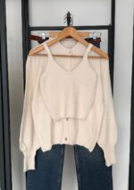 Off white soft wool top and cardigan - Image 3