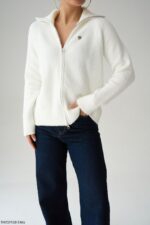 Zip-up wool blend jacket Off White