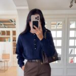 Navy blue knit sweater