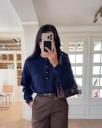 Navy blue knit sweater