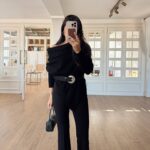 Black off shoulder knit sweater