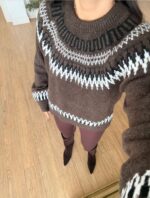 Brown Fair Isle Knit Sweater - Image 2