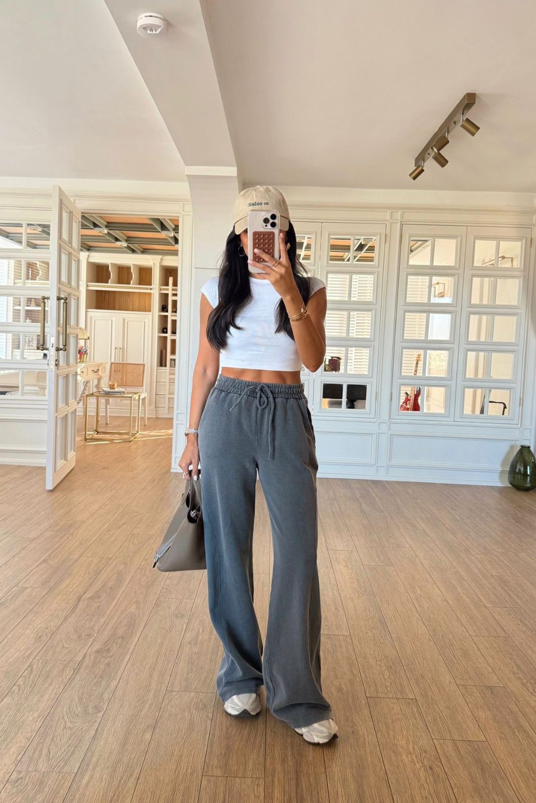 fca2db34-339b-4c9e-a98a-8b7fda1c1c40 High Waist Charcoal Wide Leg Sweatpants - Image 1