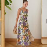Sleeveless Multicolor Floral Print Maxi Dress