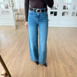 Brown Turtleneck Top and Wide Leg Jeans - Image 2