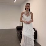 White Ruffled Lace Midi Dress