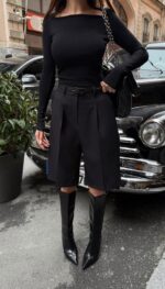 Black Tailored Shorts - Image 2