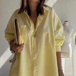 Oversized Light Yellow Shirt Dress