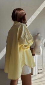 Oversized Light Yellow Shirt Dress - Image 2
