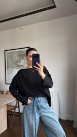 Black Lace Back Drape Top