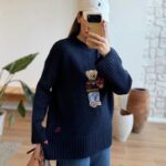 Navy Sweater With Embroidered Bear Patch