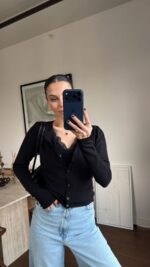 Black Lace Trim Cardigan