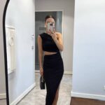 Black One Shoulder Cutout Maxi Dress