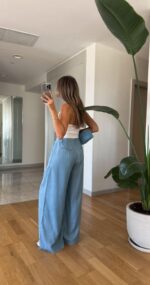 Light Blue High Waist Wide Leg Jeans - Image 2