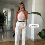 High Waist White Tailored Pants
