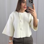White Boxy Cropped Cardigan