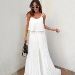 White Pleated Maxi Dress