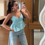 Light Blue Peplum Camisole Top