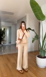 Cream Cable Knit Lounge Set for Women