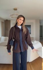 Women's Brown and Navy Two-Piece Set - Image 2