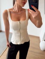 White Zip Front Tank Top - Image 4