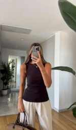 Brown Sleeveless Tank Top