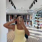 Yellow Fitted Square Neck Tank Top