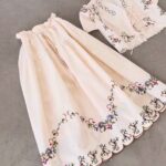 Embroidered Cream Two Piece Skirt Set