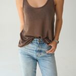 Brown Scoop Neck Tank Top