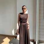 Sleeveless Brown Maxi Dress Set