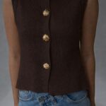 Brown Sleeveless Knit Top