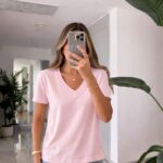 Baby Pink V-Neck T-Shirt