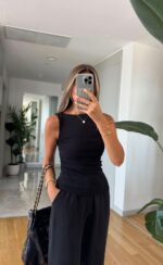 Black Sleeveless Tank Top
