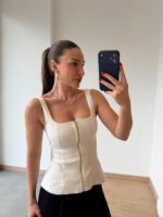 White Zip Front Tank Top