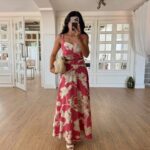 Pink Floral Sleeveless Maxi Dress