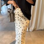 White Polka Dot Midi Skirt